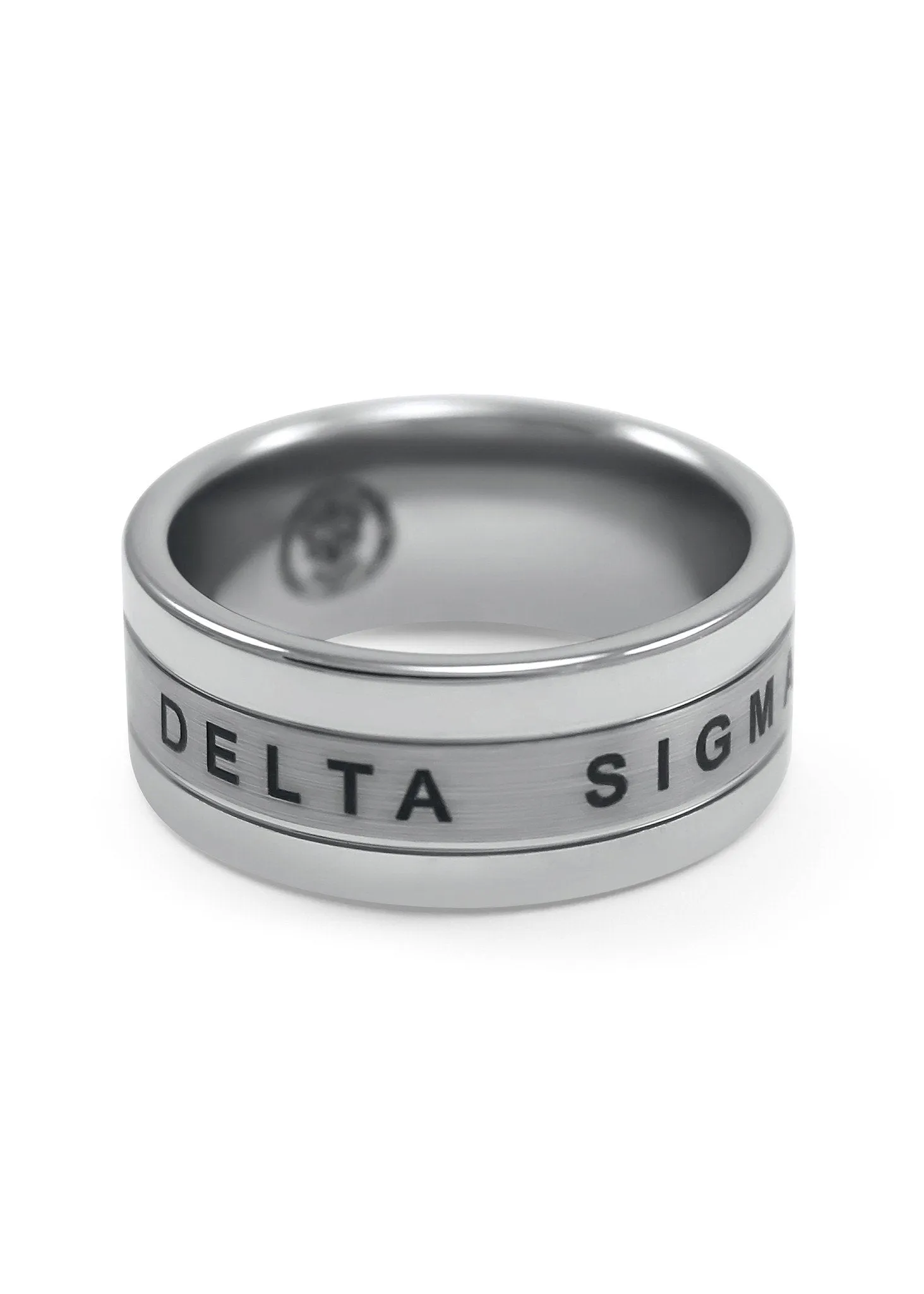 Delta Sigma Pi Tungsten Ring with founding date and crest