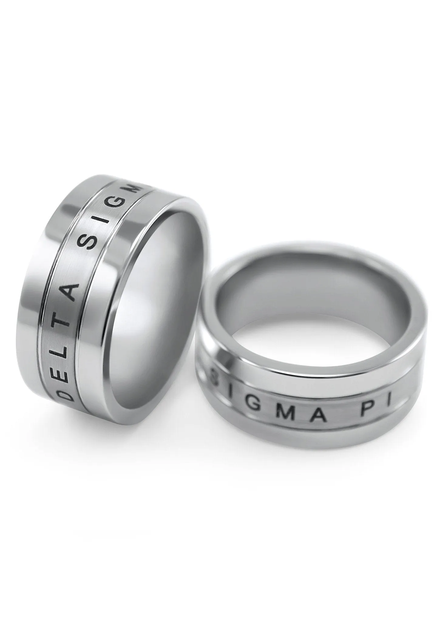 Delta Sigma Pi Tungsten Ring with founding date and crest