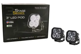 Diode Dynamics Stage Series 3" SAE/DOT White Sport Flush Mount LED Pod