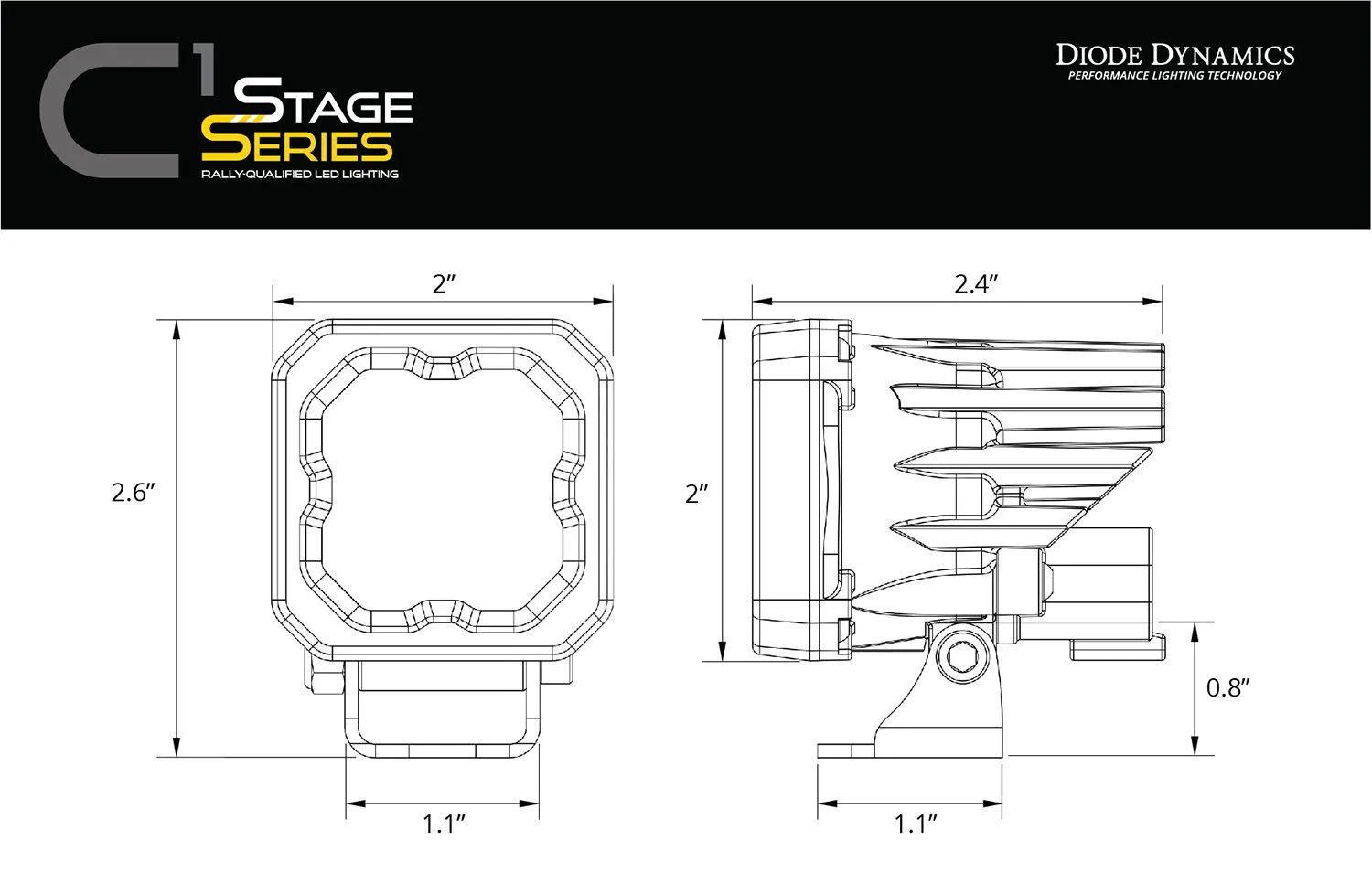 Diode Dynamics Stage Series C1 White SAE Fog Standard LED Pod (pair)