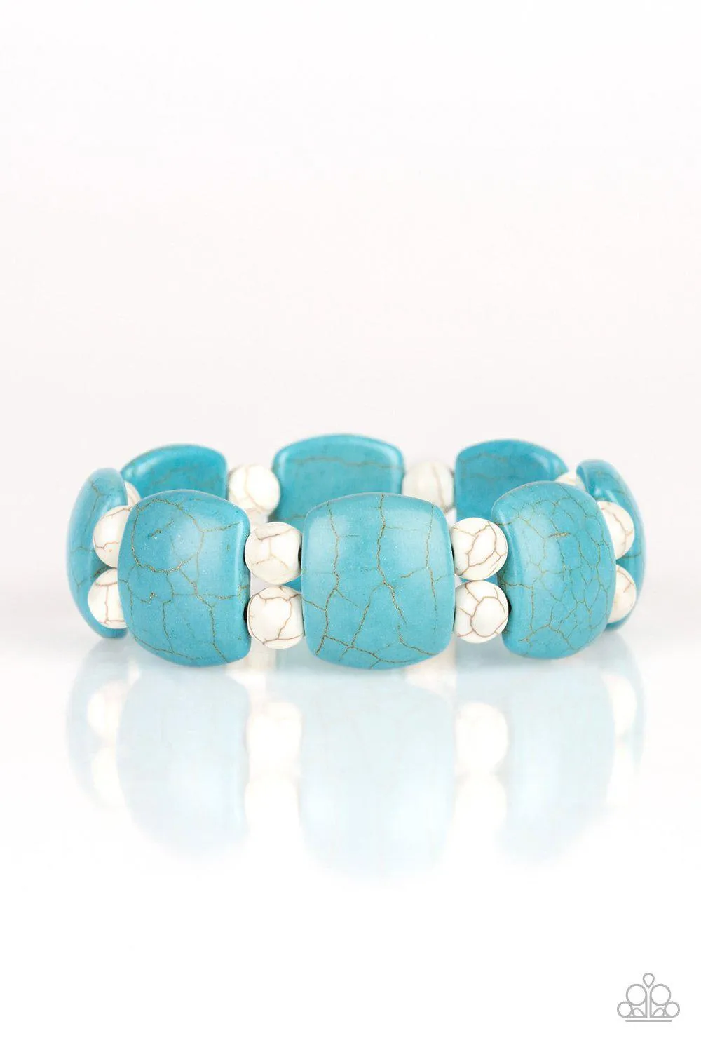 Don't Be So Nomadic Turquoise Blue and White Stone Bracelet - Paparazzi Accessories