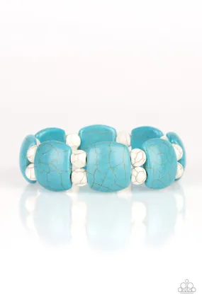 Don't Be So Nomadic Turquoise Blue and White Stone Bracelet - Paparazzi Accessories