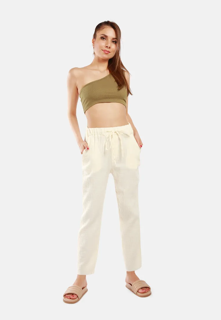 Drawstring Narrow Bottom Summer Pants By Ruw