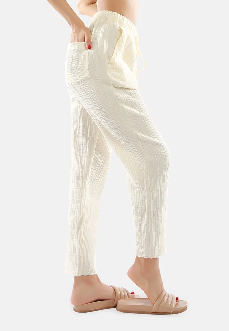 Drawstring Narrow Bottom Summer Pants By Ruw