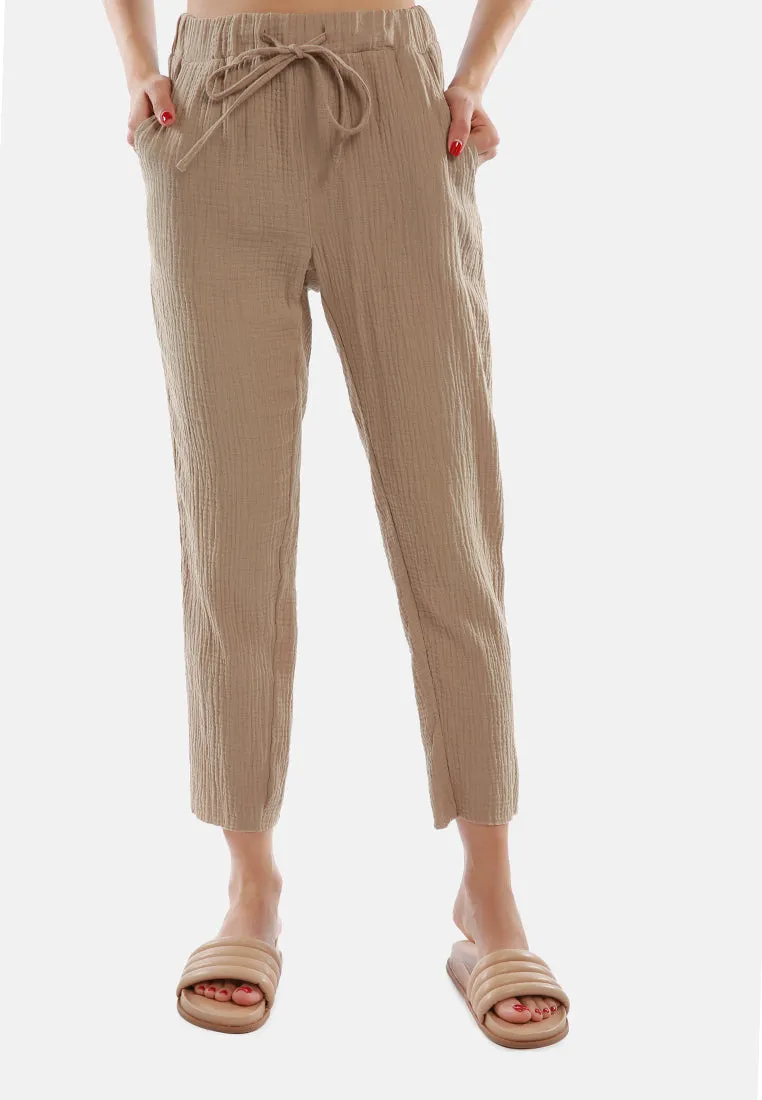 Drawstring Narrow Bottom Summer Pants By Ruw