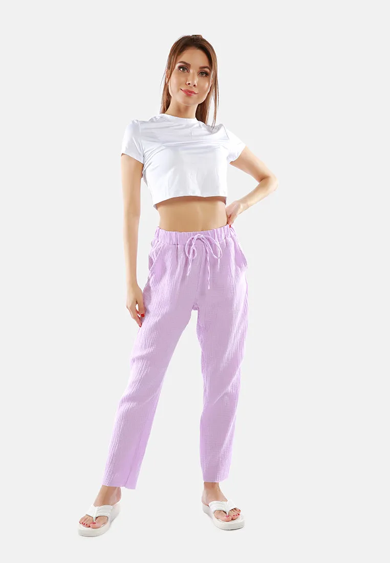 Drawstring Narrow Bottom Summer Pants By Ruw