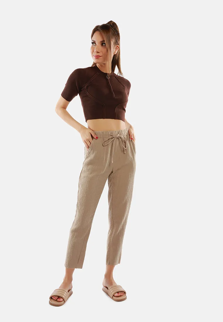 Drawstring Narrow Bottom Summer Pants By Ruw