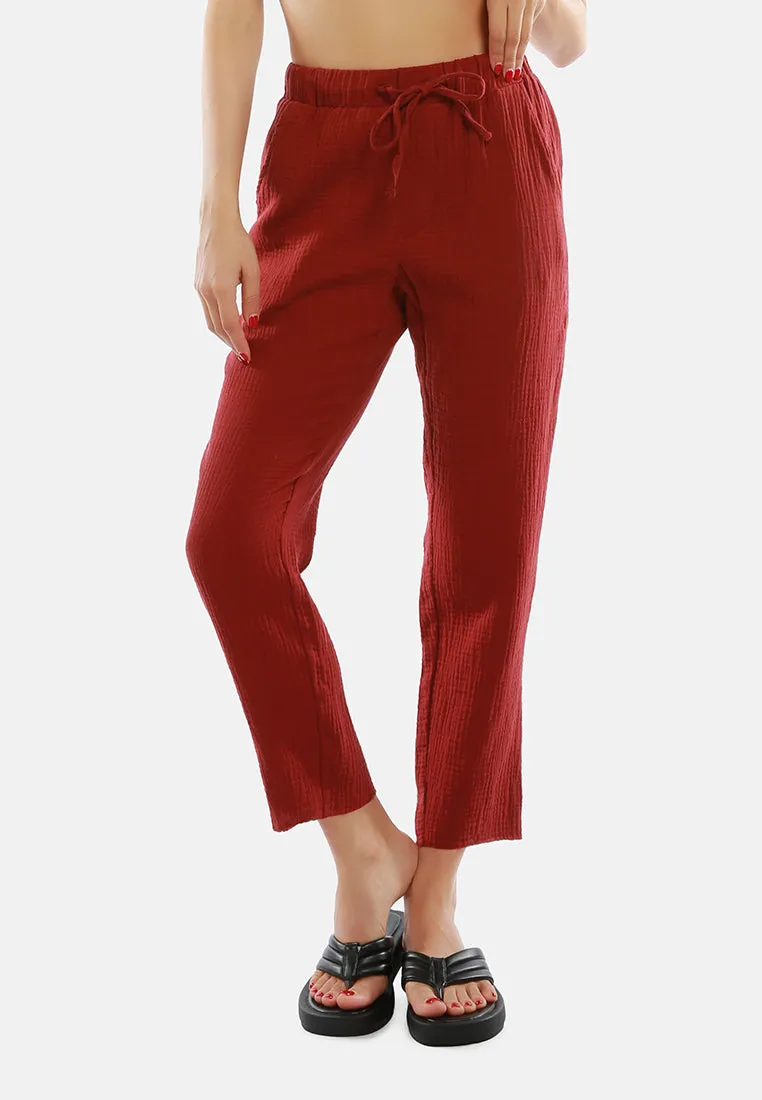 Drawstring Narrow Bottom Summer Pants By Ruw