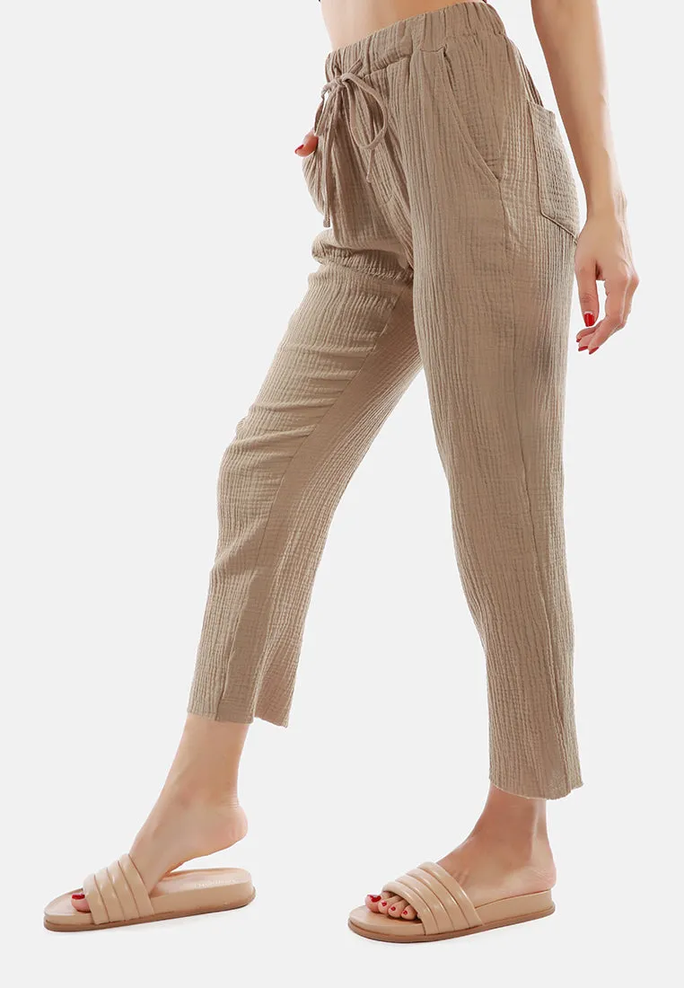 Drawstring Narrow Bottom Summer Pants By Ruw