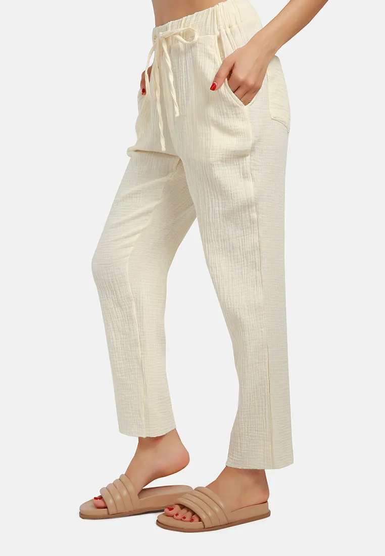 Drawstring Narrow Bottom Summer Pants By Ruw