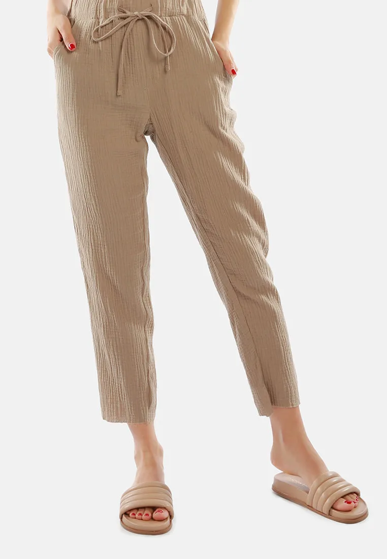 Drawstring Narrow Bottom Summer Pants By Ruw