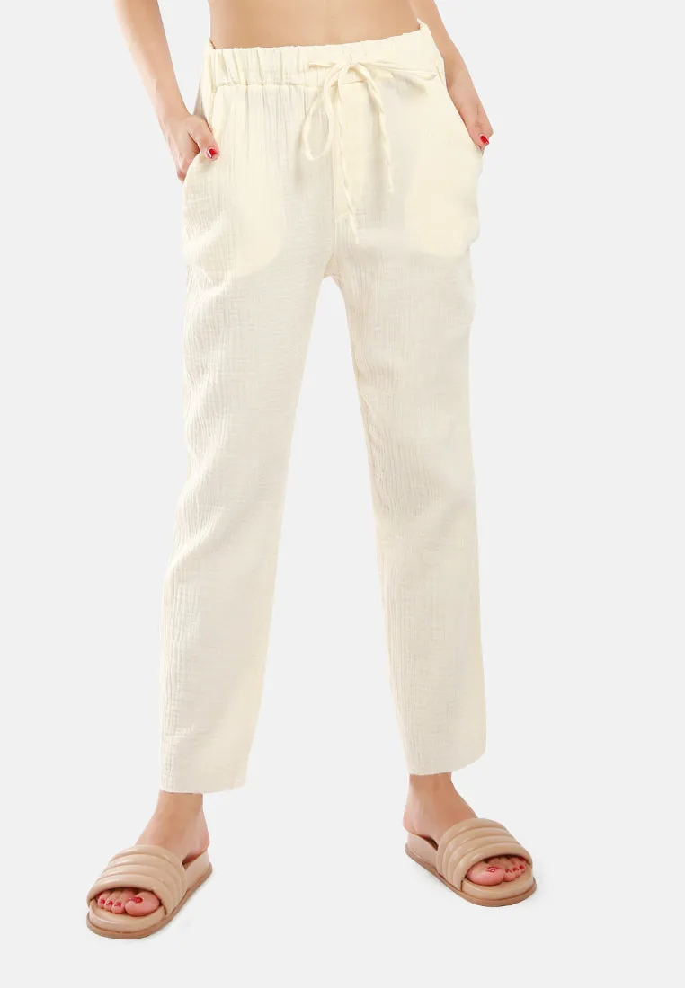 Drawstring Narrow Bottom Summer Pants By Ruw