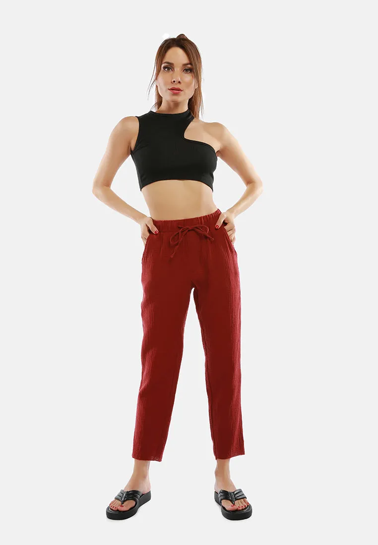 Drawstring Narrow Bottom Summer Pants By Ruw