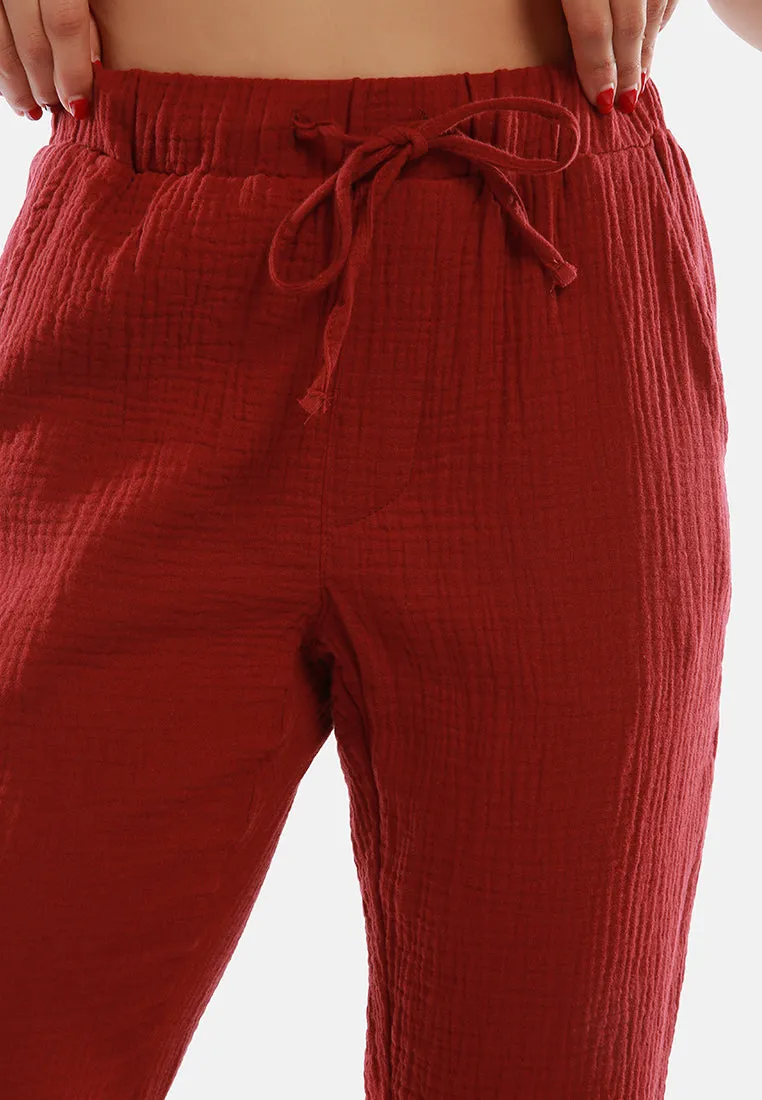 Drawstring Narrow Bottom Summer Pants By Ruw