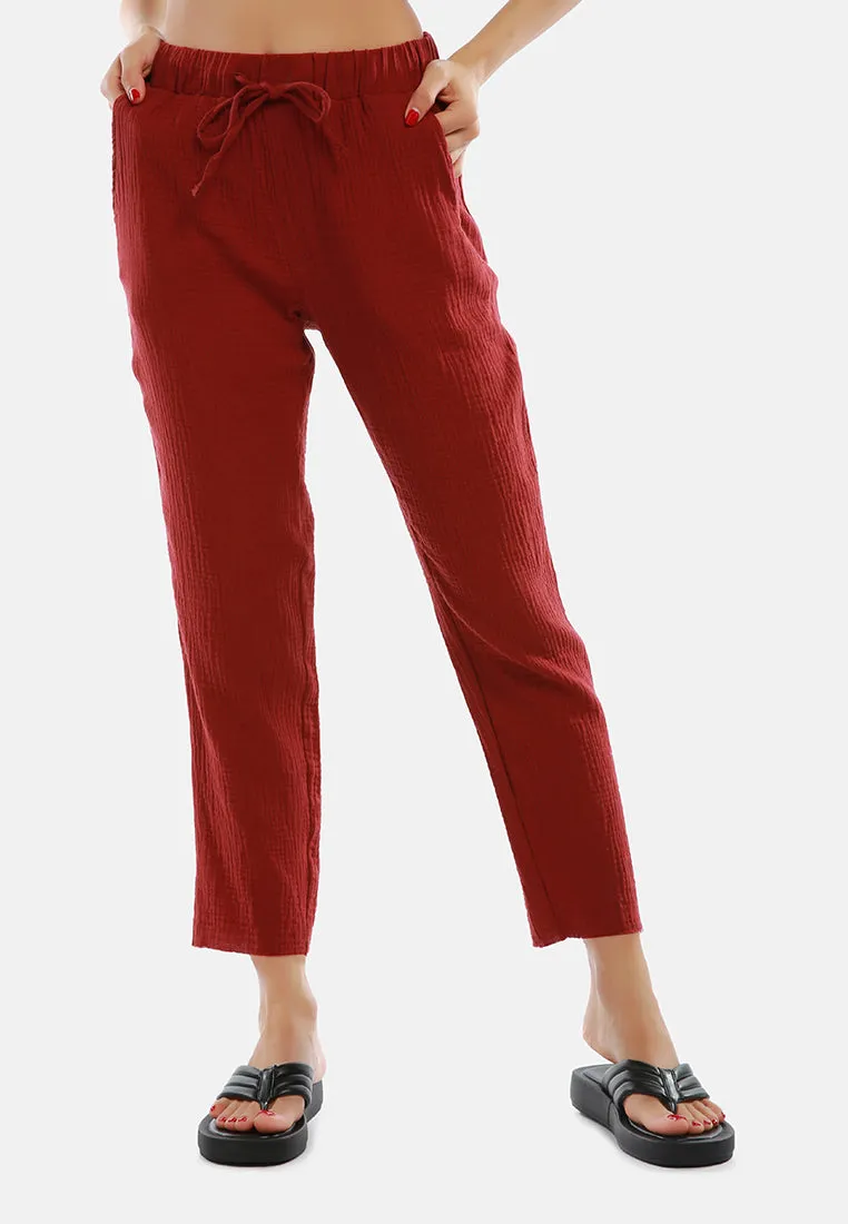 Drawstring Narrow Bottom Summer Pants By Ruw