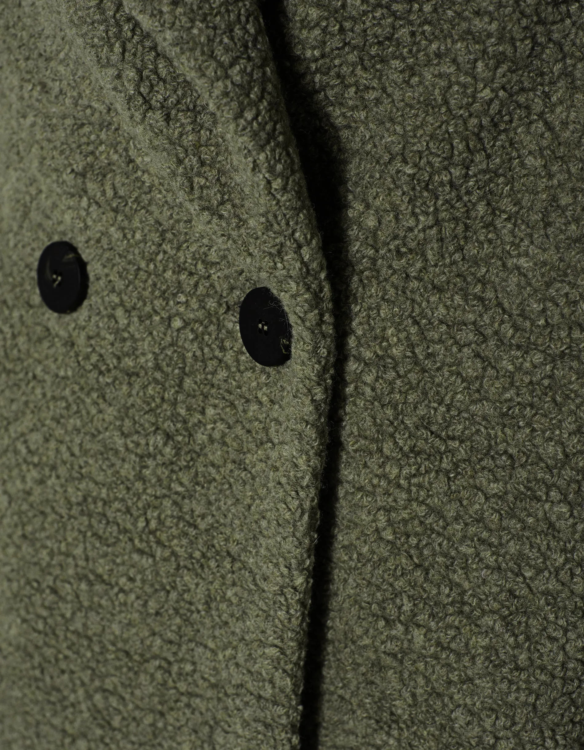 Dropped Shoulder D.B. Coat Boucle - Moss Green