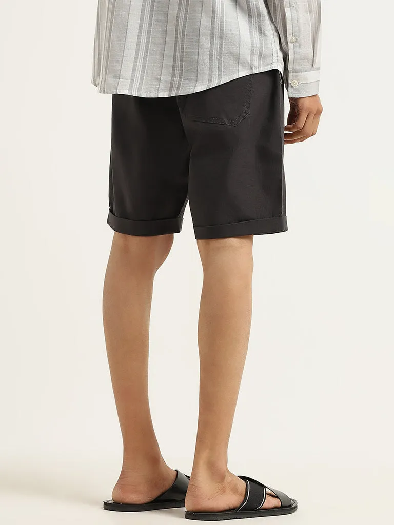 ETA Charcoal Slim-Fit Blended Linen Shorts