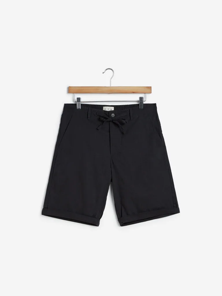 ETA Charcoal Slim-Fit Blended Linen Shorts