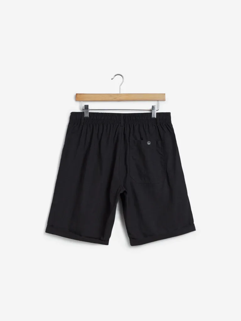 ETA Charcoal Slim-Fit Blended Linen Shorts