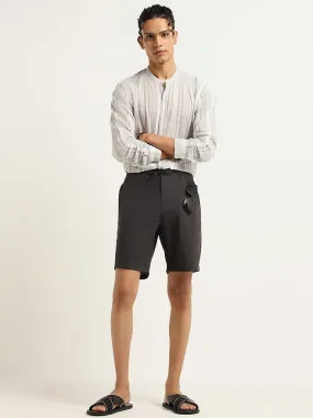 ETA Charcoal Slim-Fit Blended Linen Shorts