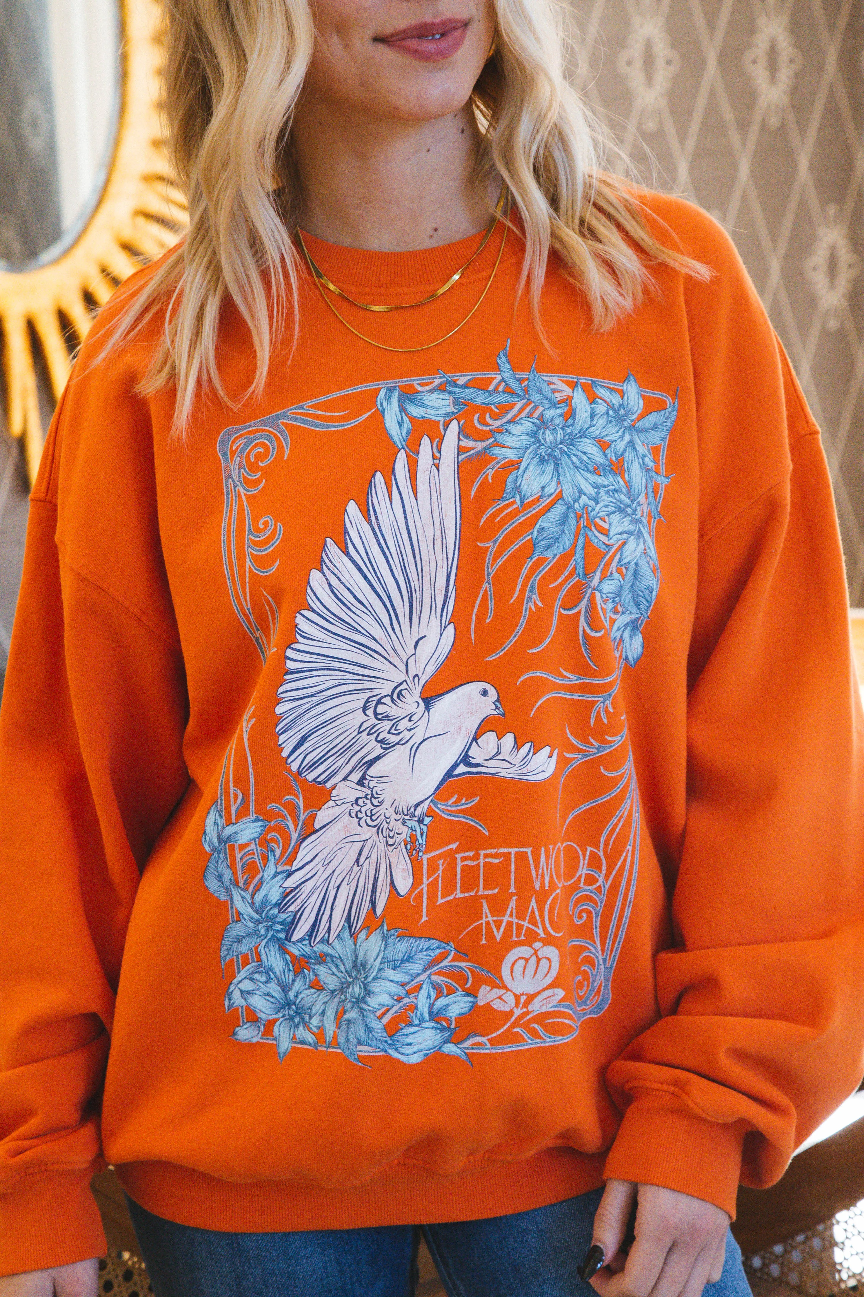 Fleetwood Mac Dove BF Crew Sweatshirt, Tangerine | Daydreamer