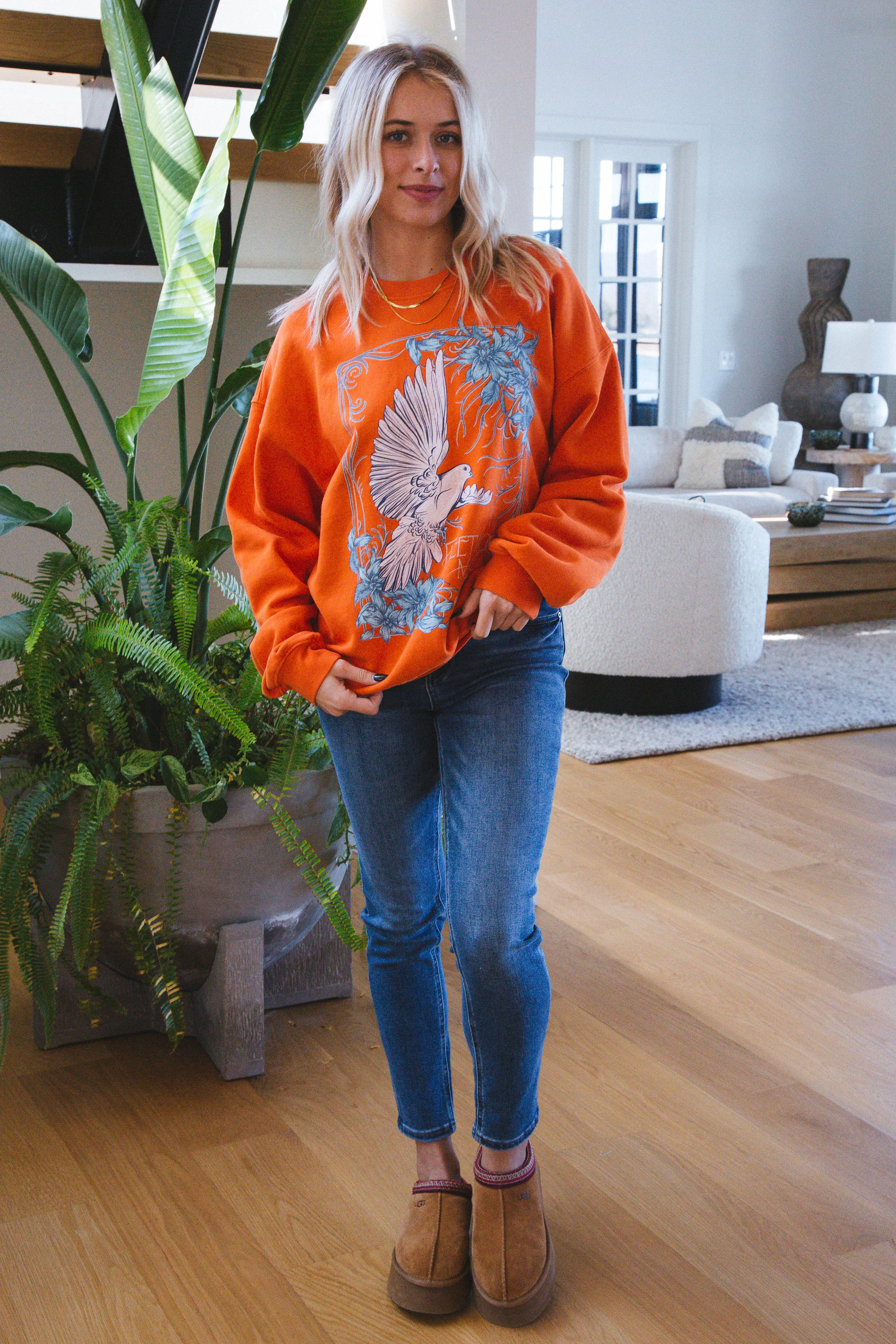 Fleetwood Mac Dove BF Crew Sweatshirt, Tangerine | Daydreamer