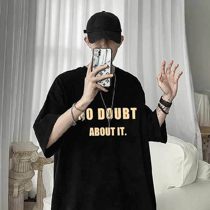 Foesce -100% Cotton Short Sleeve T Shirts Men Trend Loose Couple Clothes Letter Print Hip Hop Harajuku Top Summer Oversized T Shirt