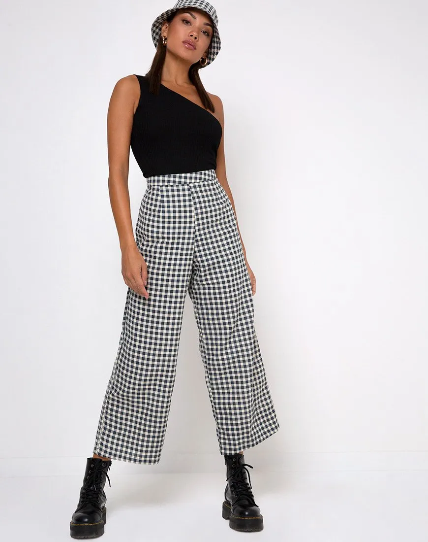 Gamila Culotte Trouser in Gingham Cream