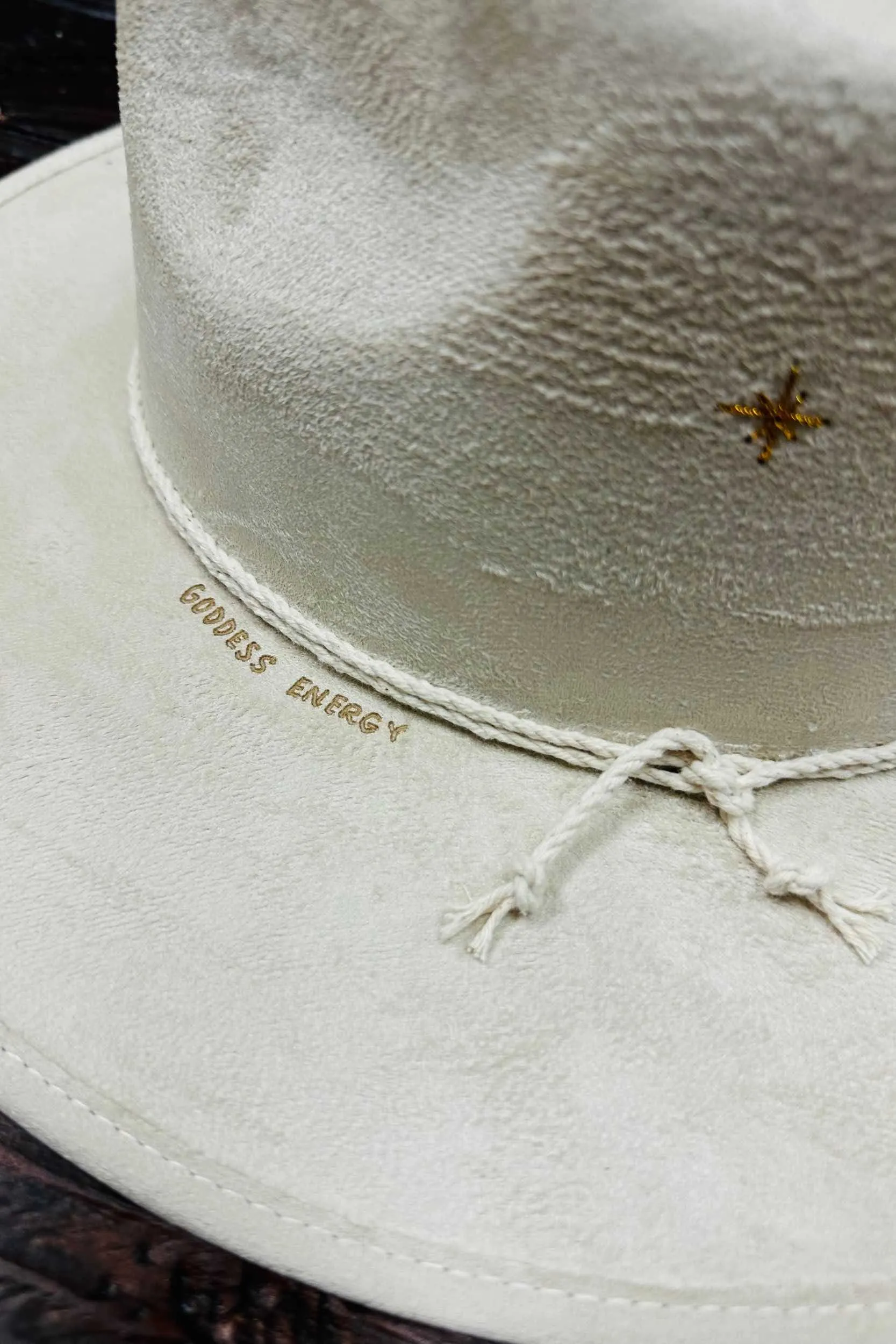 Goddess Energy Crystal Fedora in Off-White