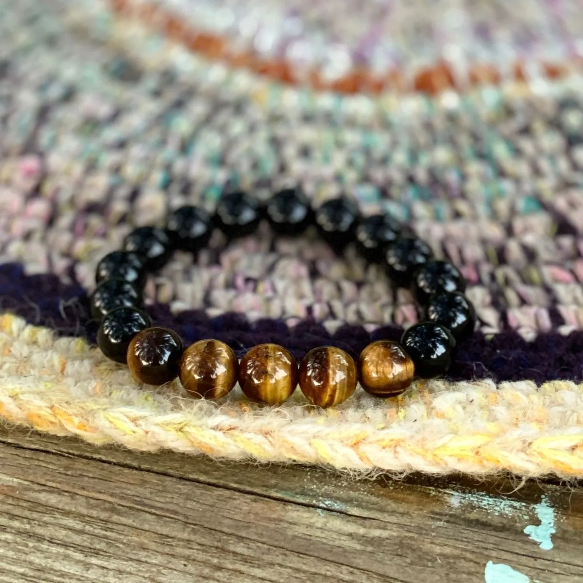 Grounding Earth Bracelet with Onyx and Tiger Eye