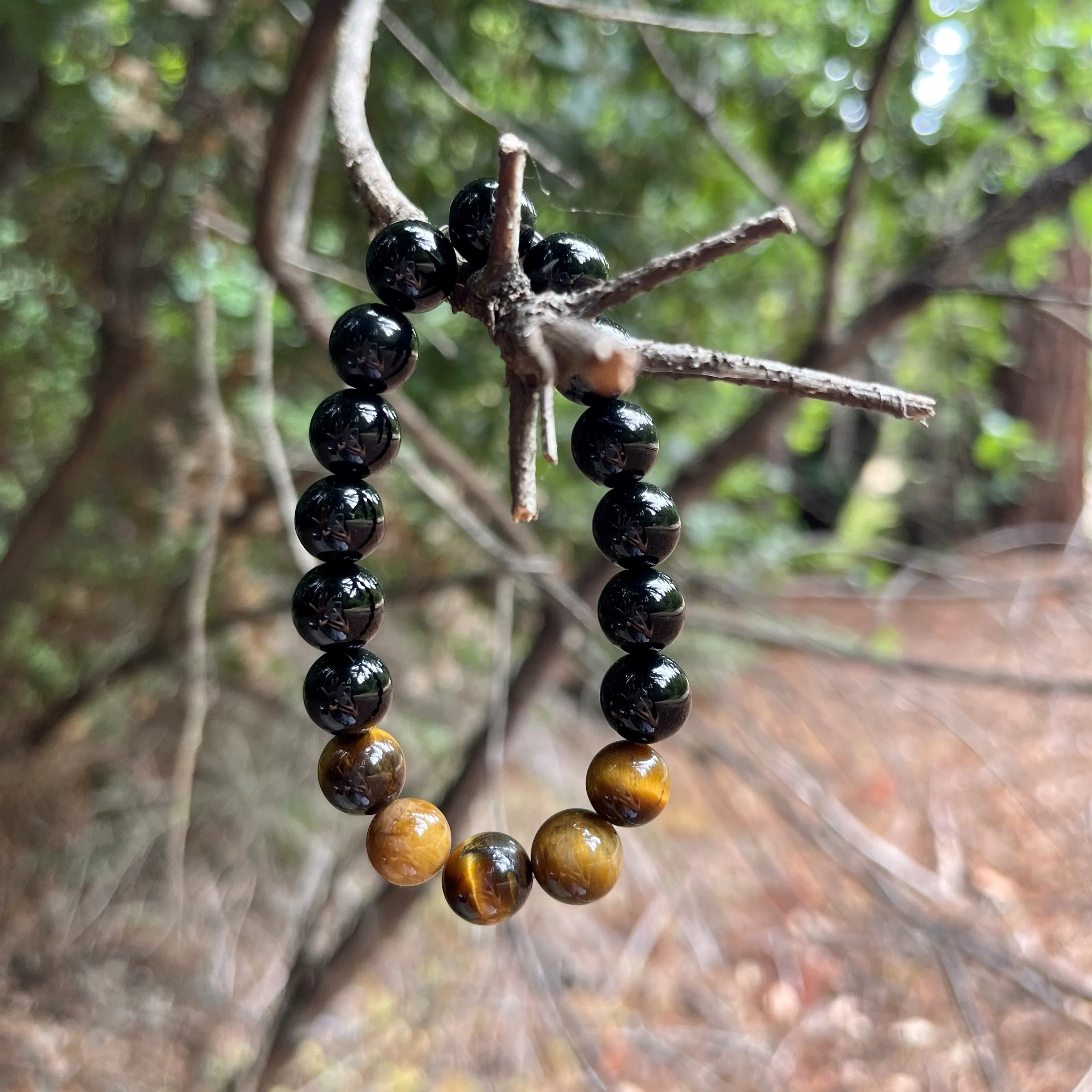 Grounding Earth Bracelet with Onyx and Tiger Eye