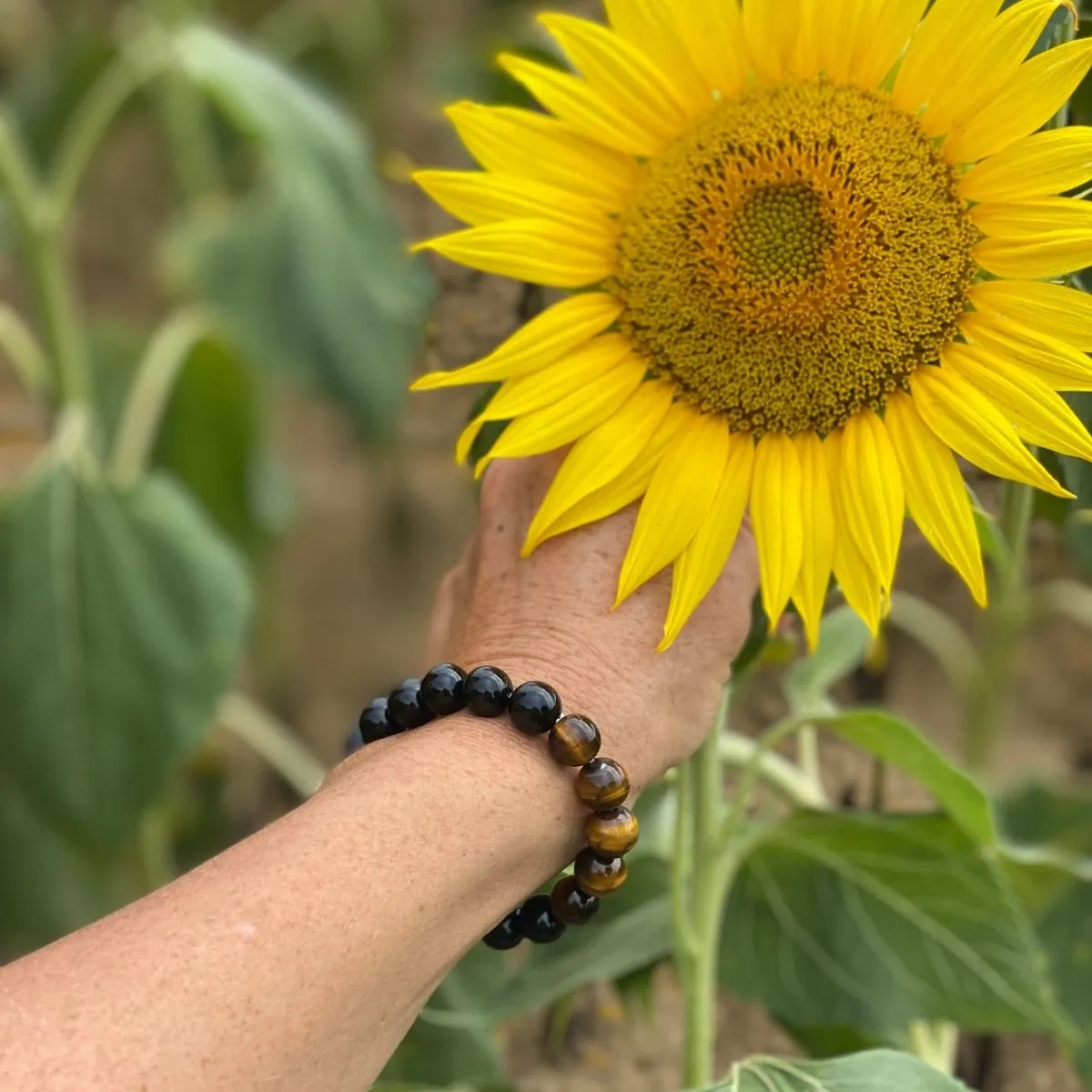 Grounding Earth Bracelet with Onyx and Tiger Eye