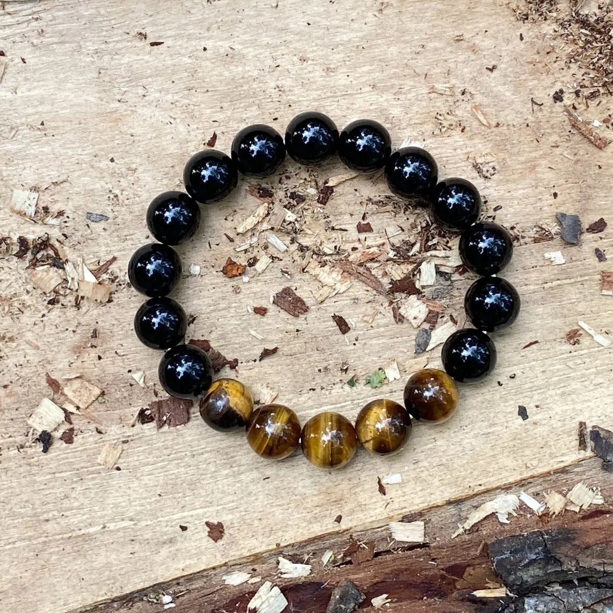 Grounding Earth Bracelet with Onyx and Tiger Eye