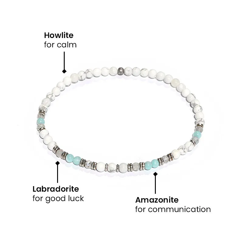 Howlite Amazonite and Labradorite Delicate Anklet