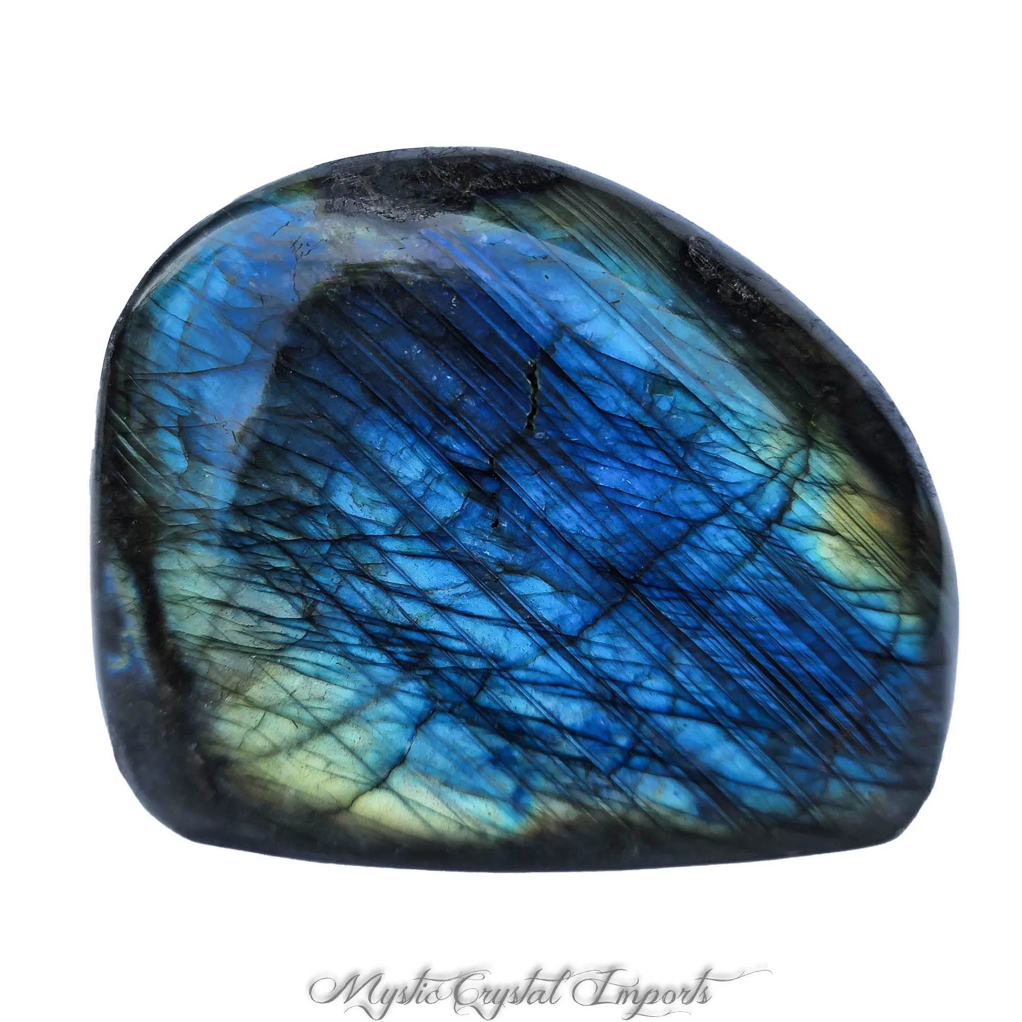 Labradorite Free Form Carving with Blue & Green Flash - 3 1/2