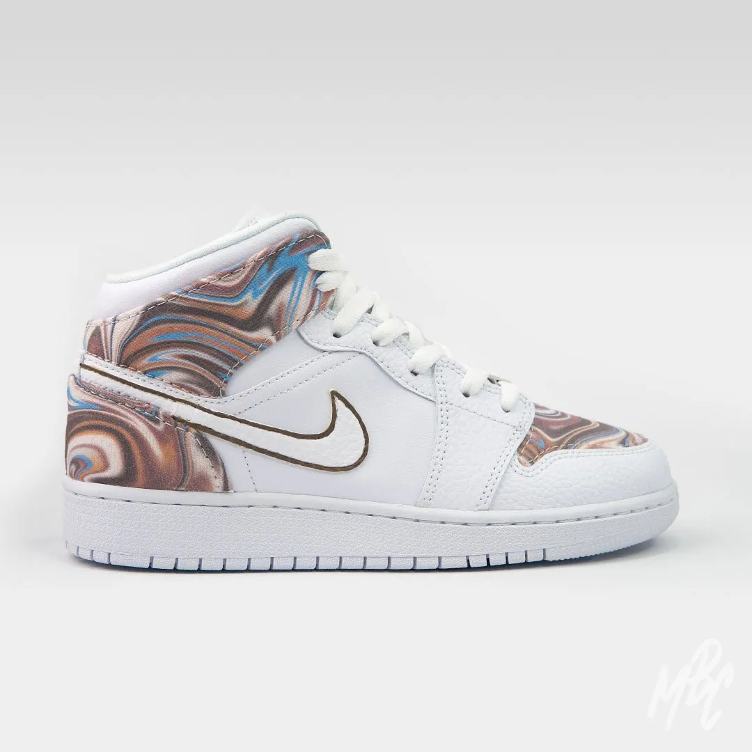 Liquid Marble Blue Latte - Jordan 1 Mid | UK 5.5