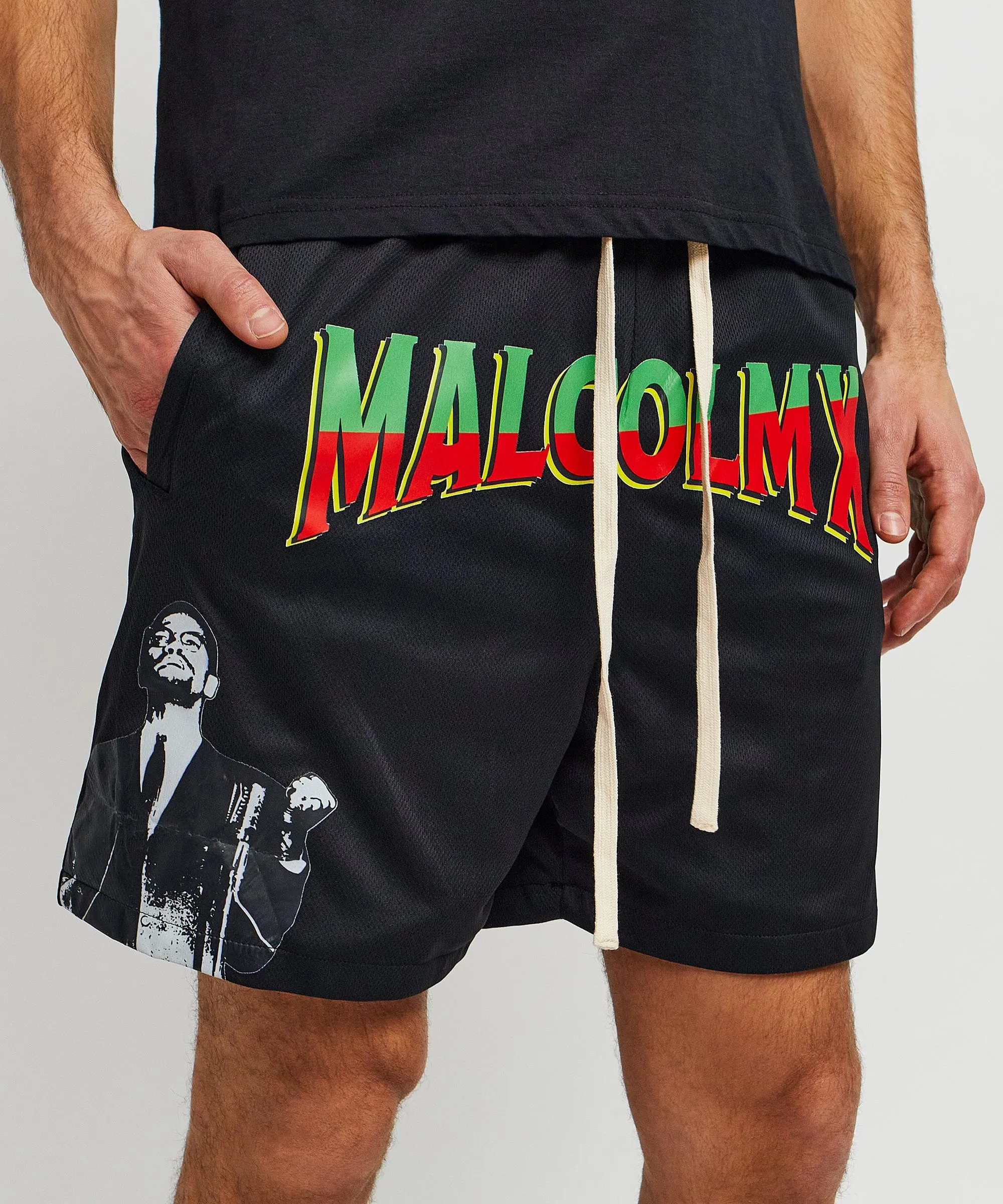 Malcolm X Retro Mesh Shorts - Black