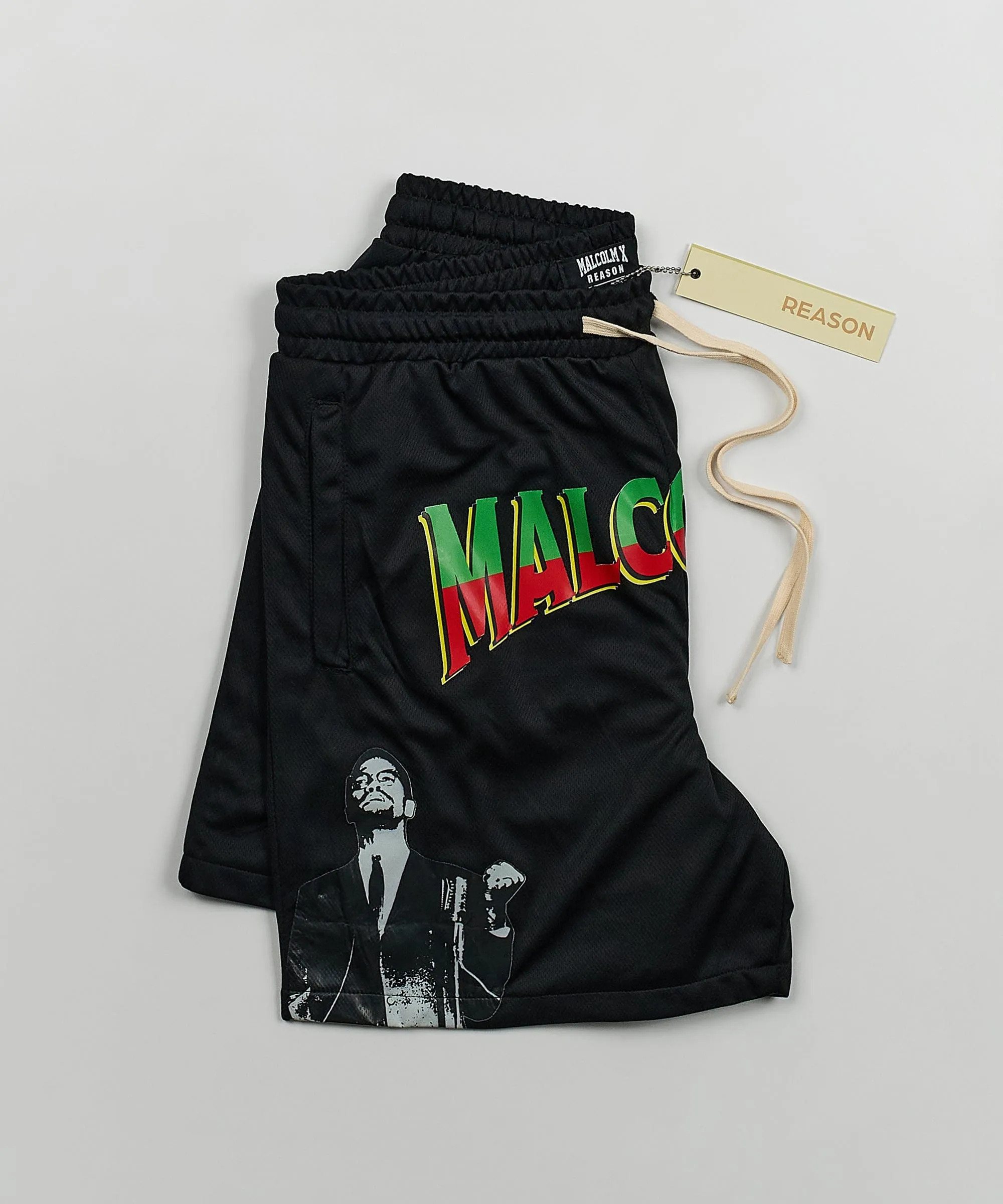 Malcolm X Retro Mesh Shorts - Black