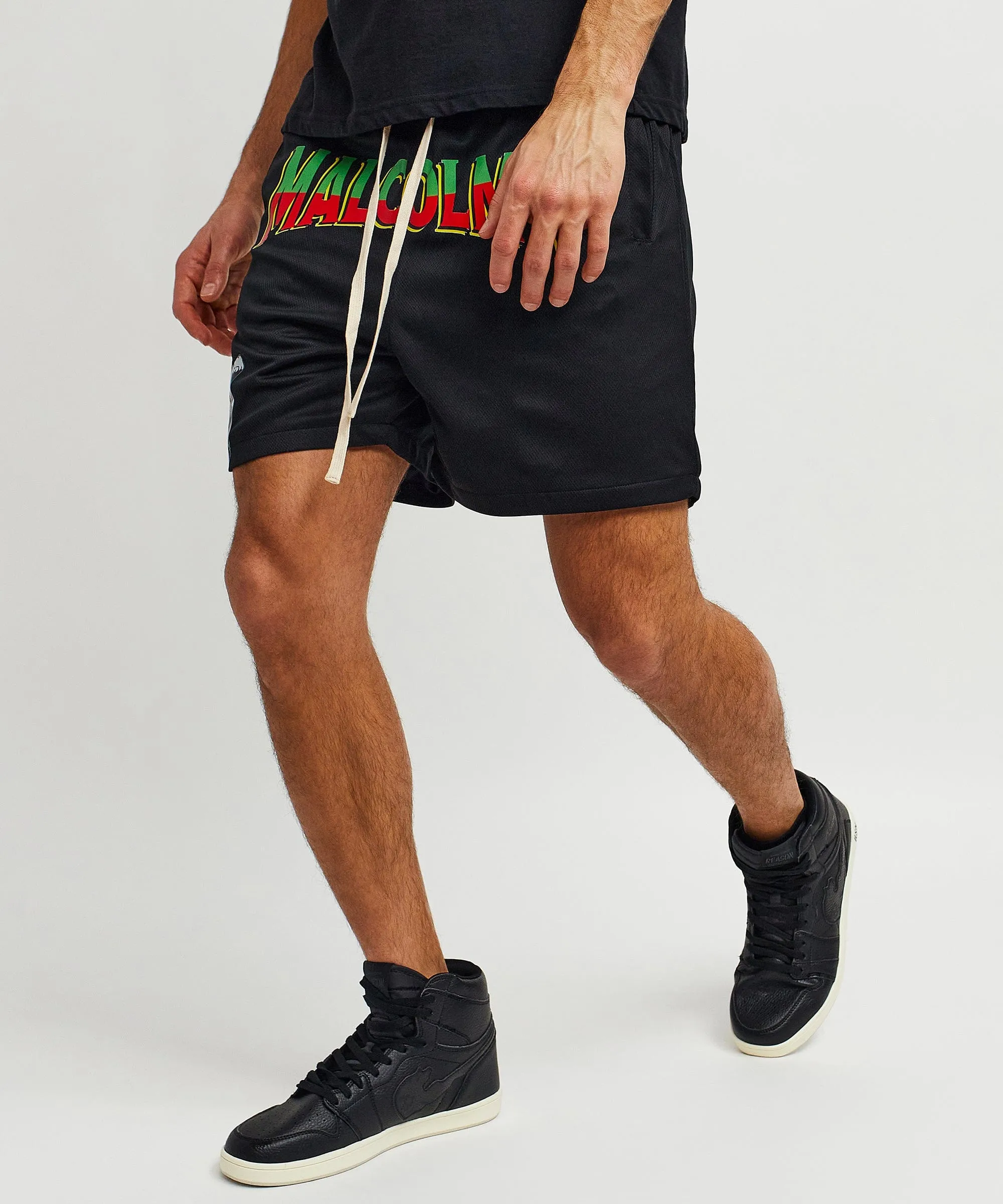 Malcolm X Retro Mesh Shorts - Black