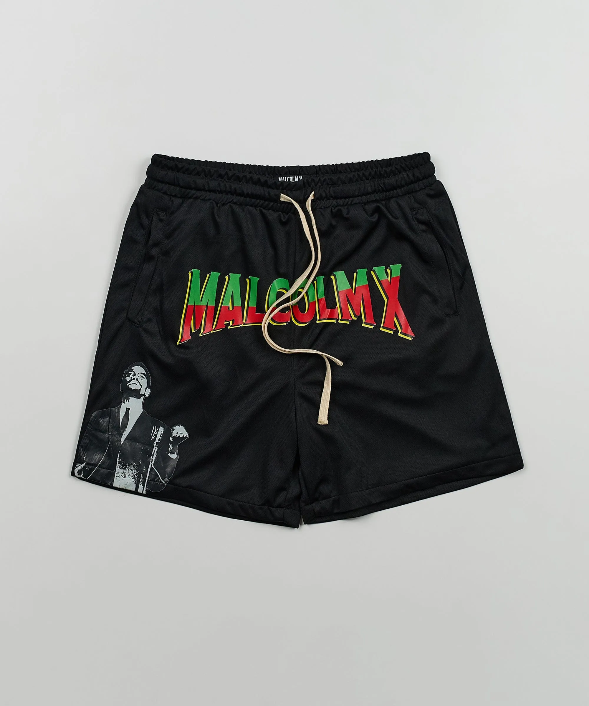 Malcolm X Retro Mesh Shorts - Black