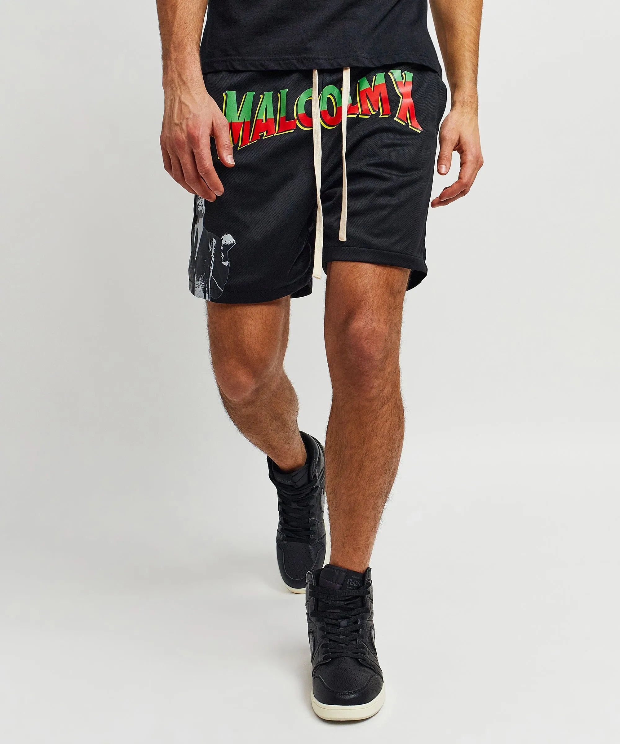 Malcolm X Retro Mesh Shorts - Black