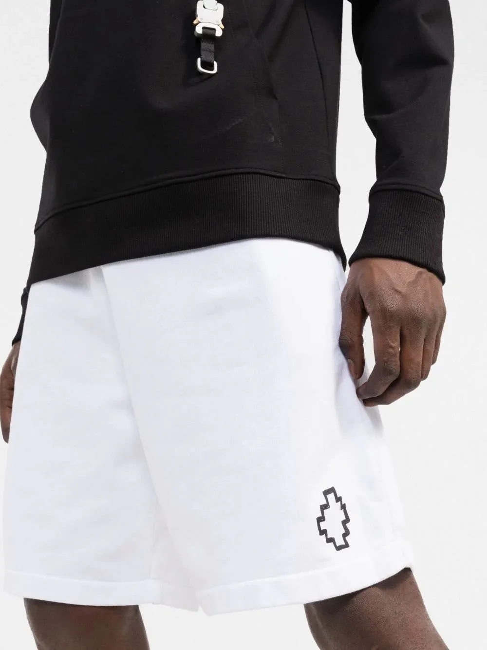 Marcelo Burlon Tempera Cross Basket Shorts White Black