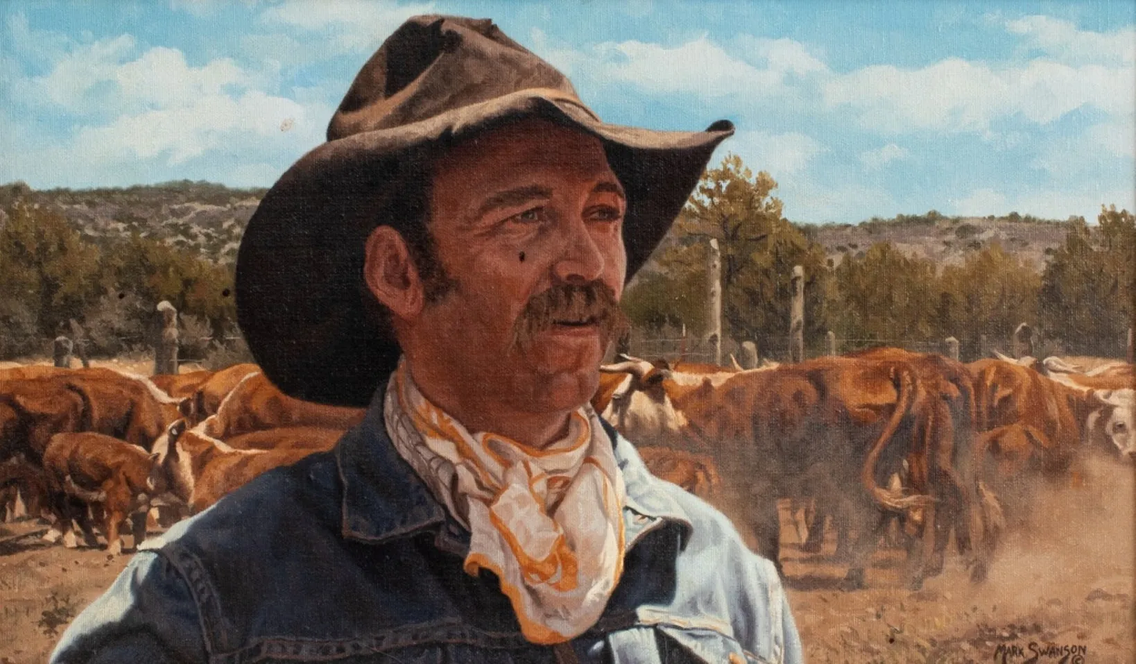 Mark Swanson "A Cattleman" Oil on Canvas