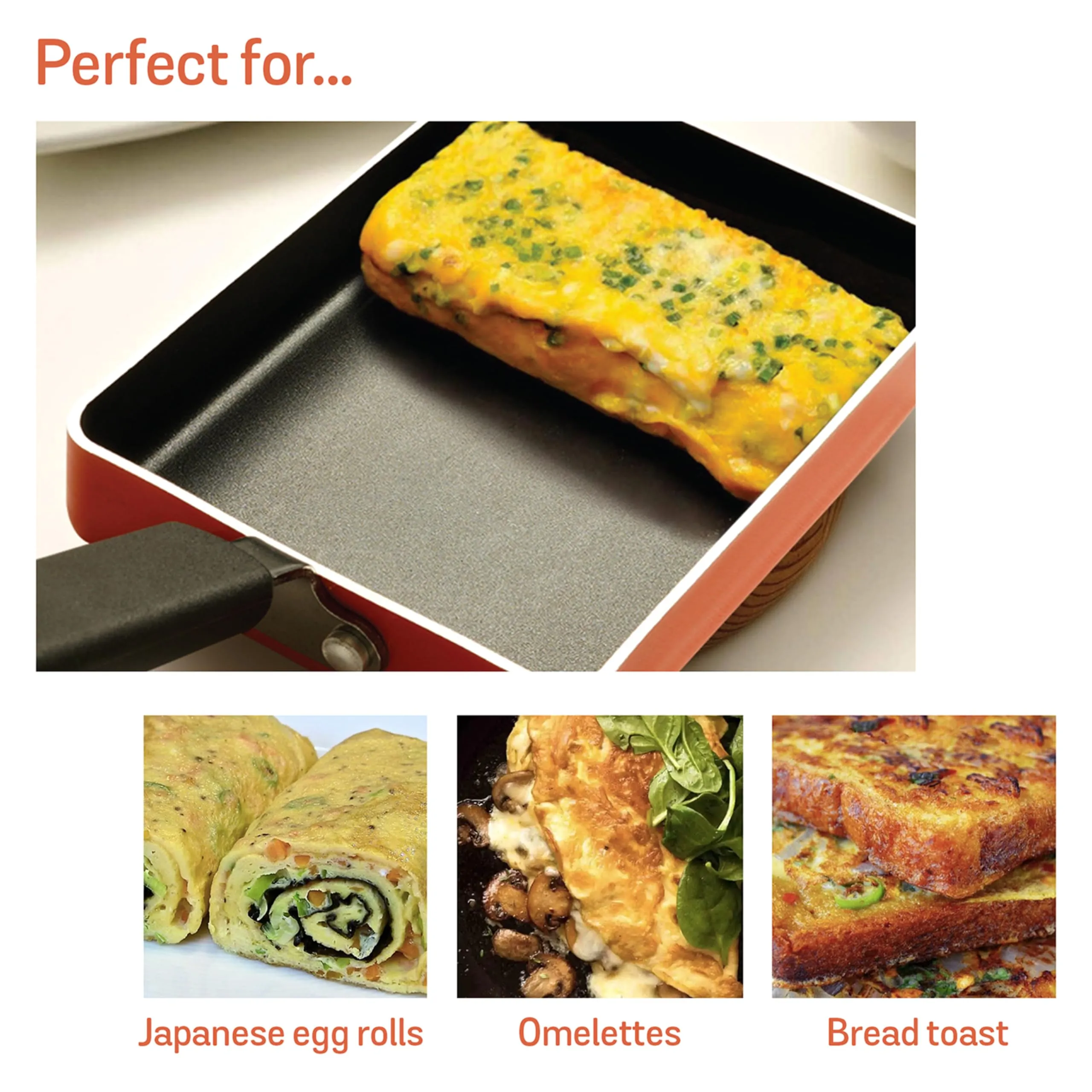 Meyer 18cm Non-Stick Tamagoyaki & Omelette Pan - Versatile Small Frying Pan for Eggs & More