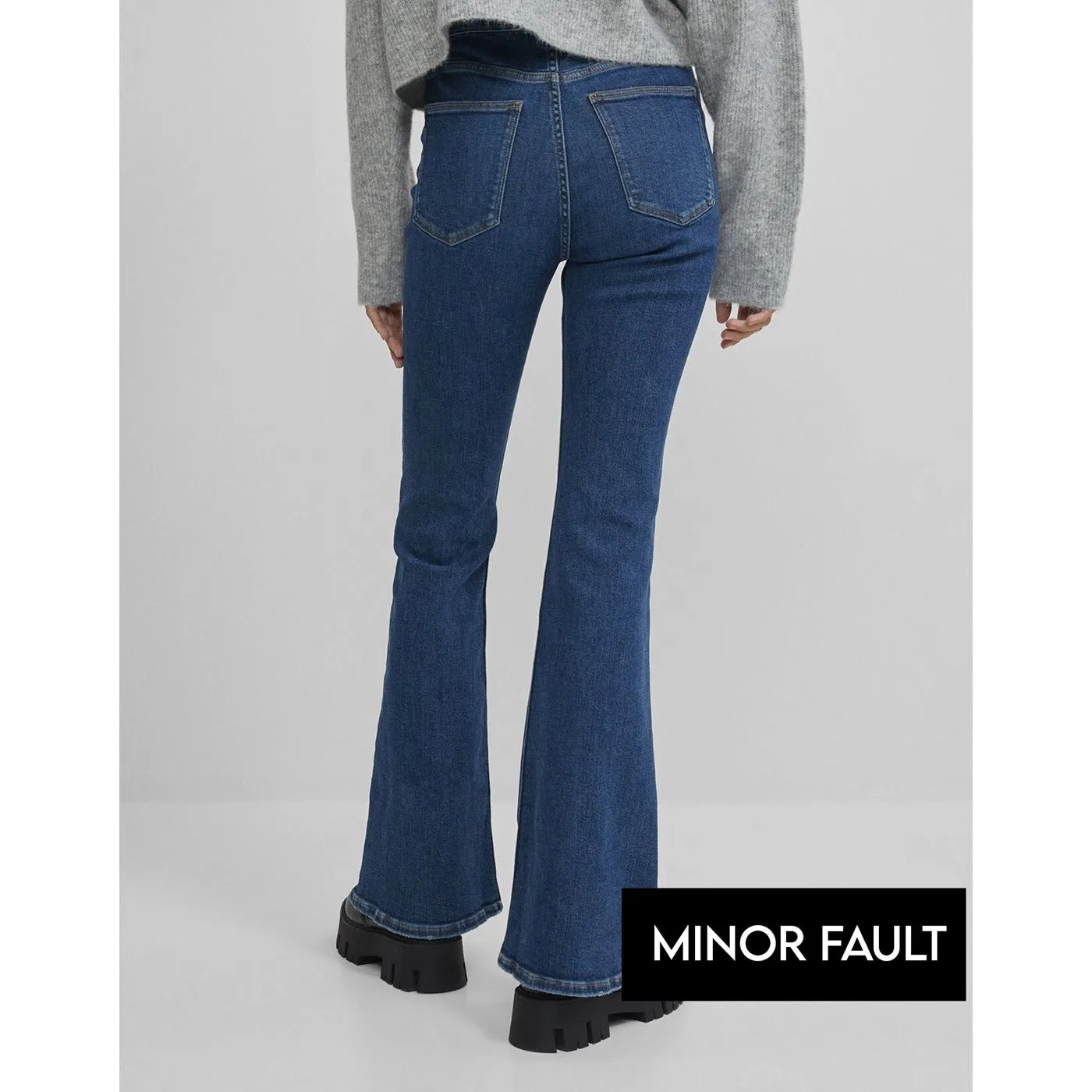 (Minor Fault) Mid Blue High Rise Flare Jeans