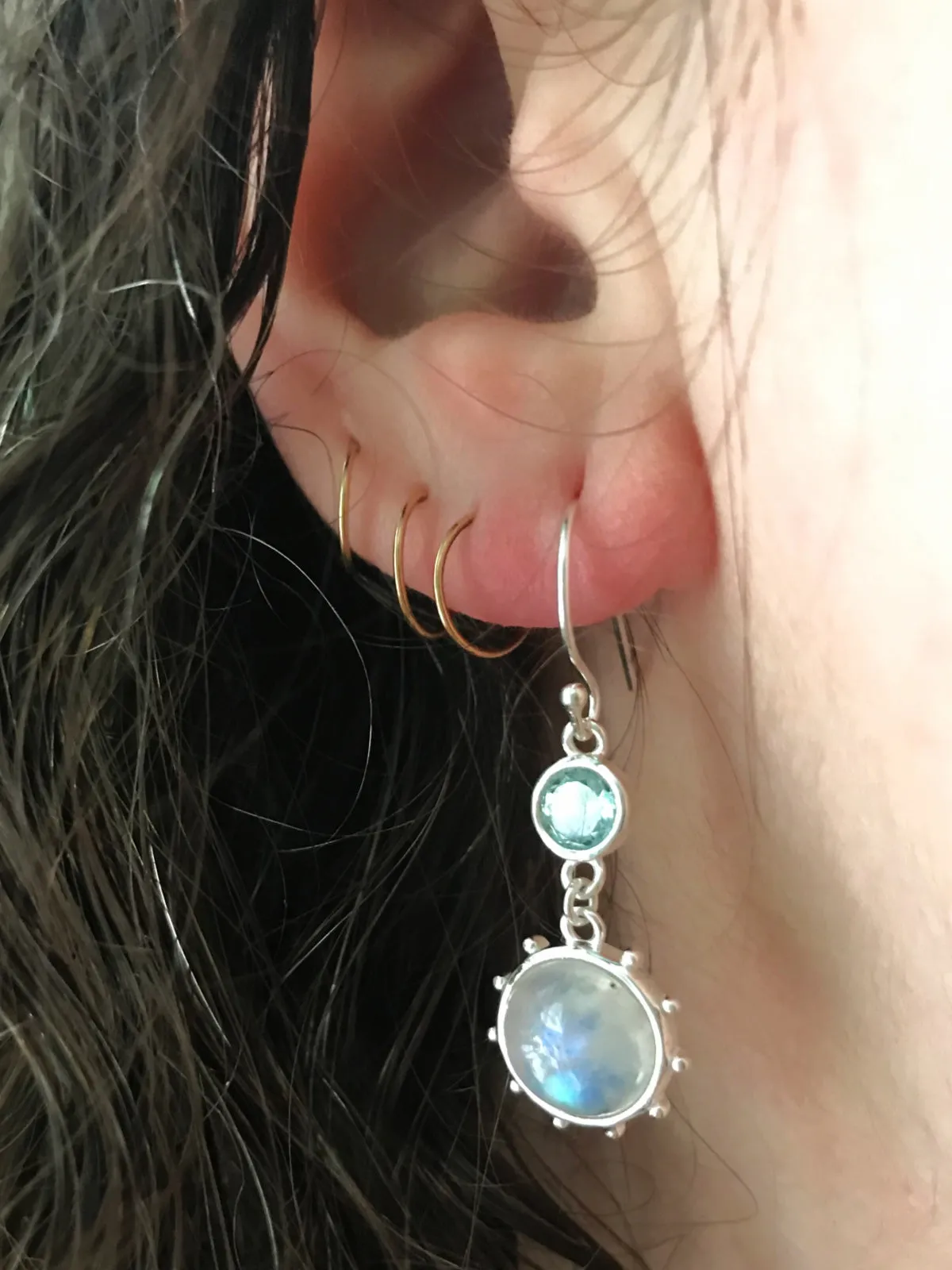 Moonstone & Blue Topaz Stone Dangles