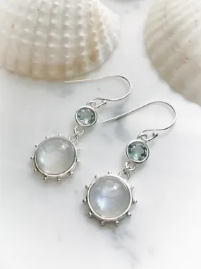 Moonstone & Blue Topaz Stone Dangles