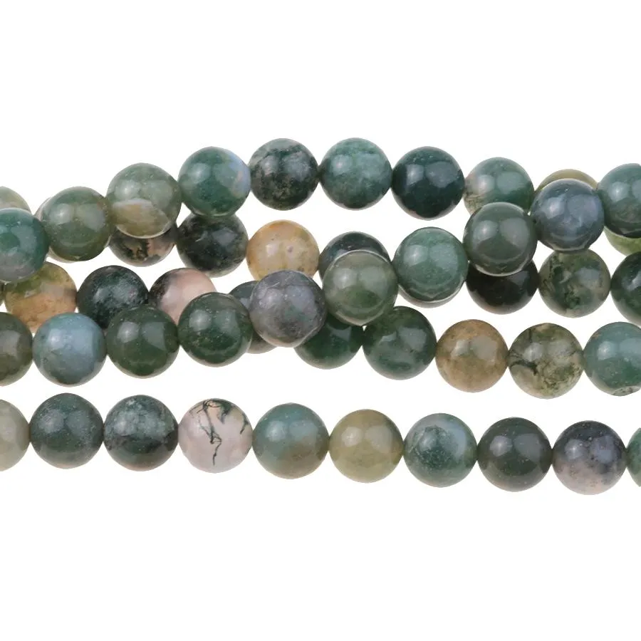 Moss Agate 8mm Round 15-16 Inch