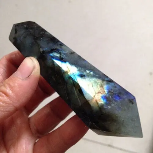 Natural Labradorite Quartz Wand