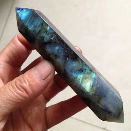 Natural Labradorite Quartz Wand